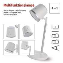 LED Schreibtischlampe ABBIE, wiederaufladbar, weiss