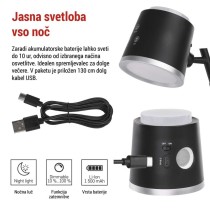 Namizna LED svetilka ABBIE, polnilna, črna