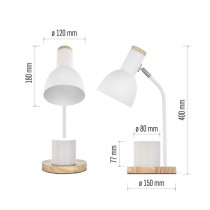 Stolní lampa POPPY na žárovku E27, bílá