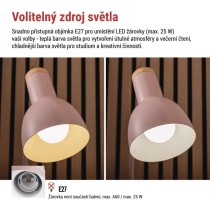 Stolní lampa POPPY na žárovku E27, růžová