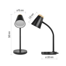 LED stolná lampa TARA, čierna