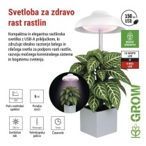 LED svetilka za rastline, polnega spektra, 15 LED diod, notranja, časovnik