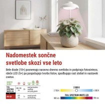 LED svetilka za rastline, polnega spektra, 15 LED diod, notranja, časovnik