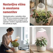 LED svetilka za rastline, polnega spektra, 15 LED diod, notranja, časovnik