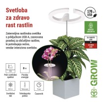 LED svetilka za rastline, polni spekter, 39 LED diod, notranja, časovnik, zatemnljiva