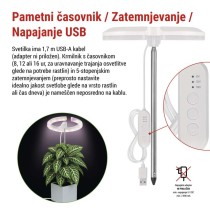 LED svetilka za rastline, polni spekter, 39 LED diod, notranja, časovnik, zatemnljiva