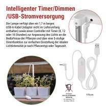 Pflanzenlampe LED Vollspektrum, 30 LEDs, für Innenräume, mit Zeitschaltuhr, dimmbar