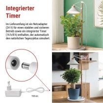 Pflanzenlampe LED Vollspektrum, 21 LEDs, für Innenräume, mit Zeitschaltuhr