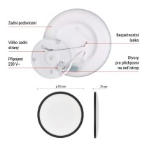 LED přisazené svítidlo FLORI kruhové, černé, 18W, neutrální bílá