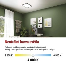 LED přisazené svítidlo FLORI čtvercové, černé, 22W, neutrální bílá