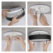 LED-Anbauleuchte RORI rund, schwarz,17W, mit Farbtemperatur-Änderung