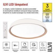 ILVI LED-es felületre szerelhető lámpa, kör alakú, 30 W, szabályozható, CCT-változtatássa
