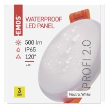 LED Panel 75mm, rund, Einbauleuchte weiss, 6W neut. w., IP65