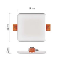 LED Panel 100×100, Einbauleuchte weiss, 7,5W neutralw.,IP65