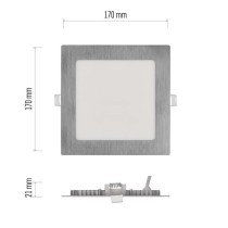 LED-Einbauleuchte NEXXO, quadratisch, silber, 12,5W, mit Change CCT