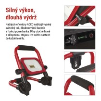 LED reflektor ACCO nabíjecí přenosný, 20W, studená bílá