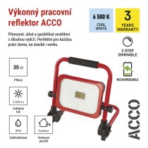 LED reflektor ACCO nabíjecí přenosný, 35W, studená bílá