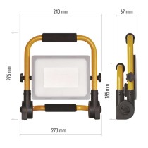 LED reflektor ILIO přenosný, 51 W, černý/žlutý, neutrální bílá
