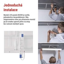 LED panel BAXXO 60 x 60 cm / 50 mm, 36 W, 4 320 lm, přisazený, neutr. bílá, UGR<19, IP21