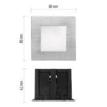 Orientacijsko LED svetilo AMAL, vgradno, kvadratno, 2W IP65, toplo bela