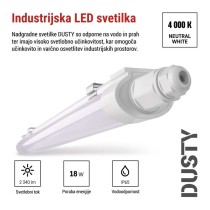 Vodotesno LED svetilo DUSTY, 18W, IP65, nevtralno bela
