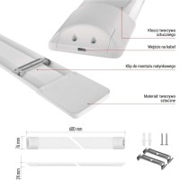 Oprawa liniowa LED MINO 20W, neutralna biel