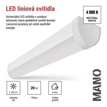 LED liniové svítidlo MANO 20W neutrální bílá