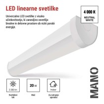 LED linearno svetilo MANO, 20W, nevtralno bela