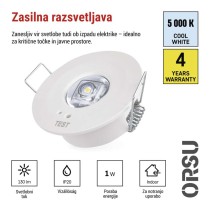 Zasilno LED svetilo ORSU, 1W, 130lm, 3h