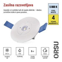 Zasilno LED svetilo ORSU, 2W, 300LM, 3h