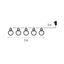 LED fényfüzér – 10x party égő, átlátszó, 5 m, kültéri és beltéri, meleg fehér