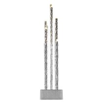 LED gyertyatartó, ezüst, 28,5 cm, 3x AA, beltéri, meleg fehér, időzítő