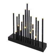 LED Kerzenhalter schwarz, 27,5 cm, 3x AA, Innen, warmweiss, Timer