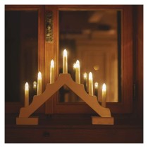 LED Leuchter Holz, 29 cm, 2x AA, Innen, warm-weiß, Timer