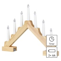 LED Leuchter Holz, 29 cm, 2x AA, Innen, warm-weiß, Timer