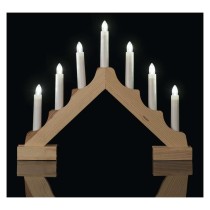 LED Leuchter Holz, 29 cm, 2x AA, Innen, warm-weiß, Timer