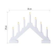 LED Kerzenhalter, Holz, weiß, 29 cm, 2x AA, Innen, warmweiss, Timer