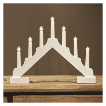 LED Kerzenhalter, Holz, weiß, 29 cm, 2x AA, Innen, warmweiss, Timer