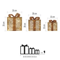 LED Geschenkpakete, 3 Größen, Innen, warmweiss