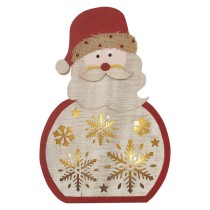 LED Holzdekoration – Santa, 30 cm, 2x AA, Innen, warmweiss, Timer
