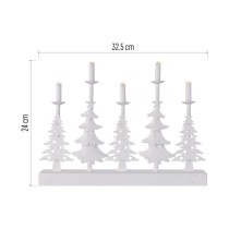 LED svícen – vánoční stromy se svíčkami, 24 cm, 2x AA, vnitřní, teplá bílá, časovač