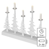 LED svícen – vánoční stromy se svíčkami, 24 cm, 2x AA, vnitřní, teplá bílá, časovač