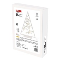 LED Deko – Beleuchteter Baum mit Ornamenten, 40 cm, 2x AA, Innen, warmweiss, Timer