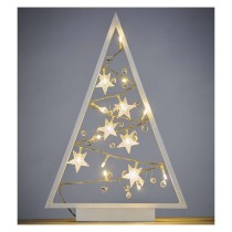 LED Deko – Beleuchteter Baum mit Ornamenten, 40 cm, 2x AA, Innen, warmweiss, Timer