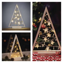 LED Deko – Beleuchteter Baum mit Ornamenten, 40 cm, 2x AA, Innen, warmweiss, Timer
