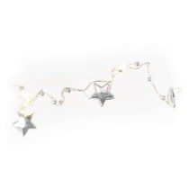 LED Weihnachtslichterkette silberfarben – Sternchen, 1,9 m 2x AA, Innen, warmweiss, Timer