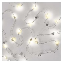 LED Weihnachtslichterkette silberfarben – Sternchen, 1,9 m 2x AA, Innen, warmweiss, Timer
