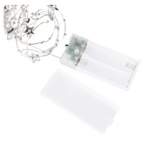 LED Weihnachtslichterkette silberfarben – Sternchen, 1,9 m 2x AA, Innen, warmweiss, Timer
