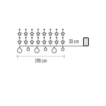 LED karácsonyi fényfüzér – ezüst gömb csillagokkal,1,9m, 2xAA, beltéri, meleg fehér, időz.