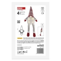 LED karácsonyi ülő manó, 27 cm, 3× AA, beltérre, meleg fehér